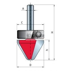   FR Pro teknő maró 28(D)x19x67,15  60°  Z felső csapággyal, lapba, kézi